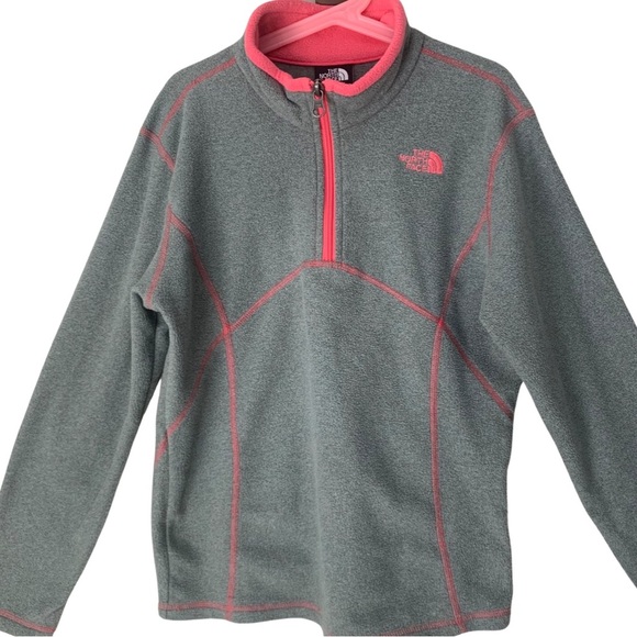 THE NORTH FACE Glacier 1/4 Zip Fleece Pullover Grey and Hot Pink Size Large - Picture 3 of 16